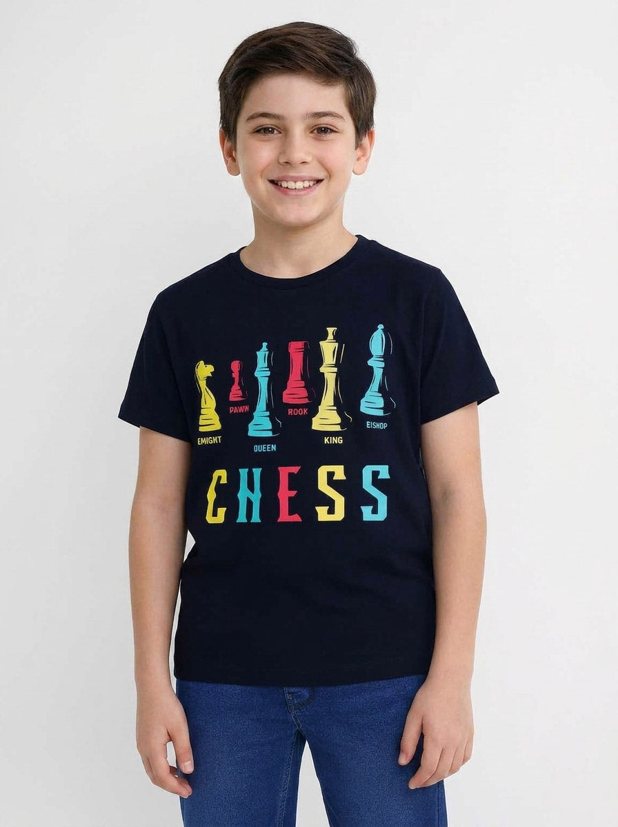 Boys Printed T Shirt Black