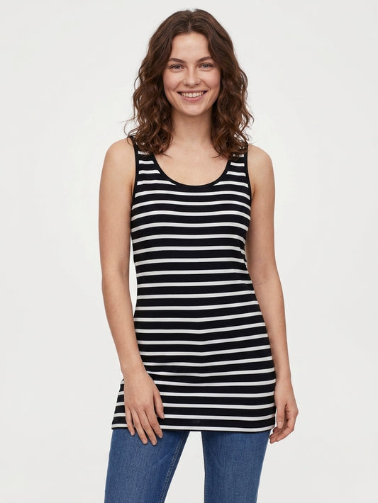Ladies White Striped Long Tunic