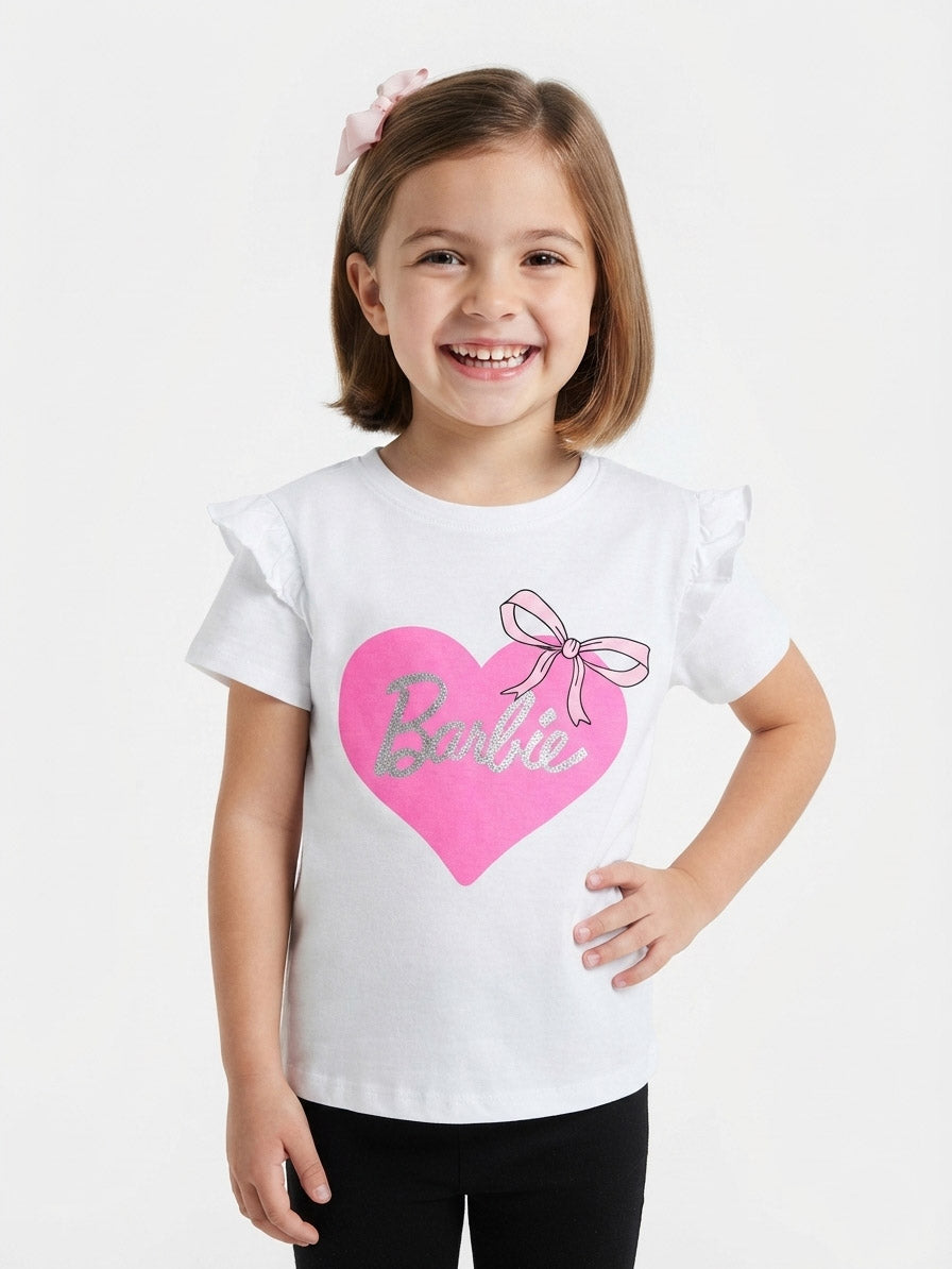 Girls Printed White T-Shirt