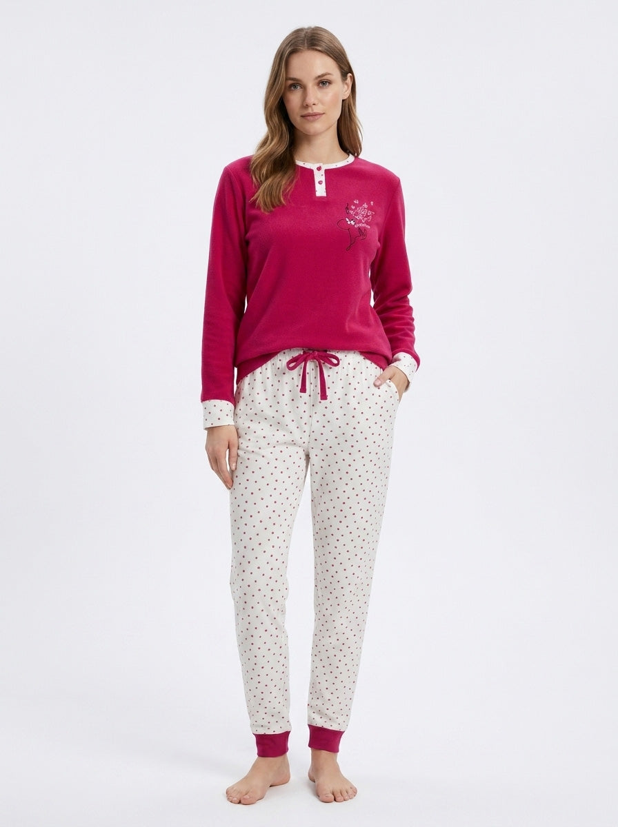 Ladies Printed Interlock Winter Pyjama Set Box Pack