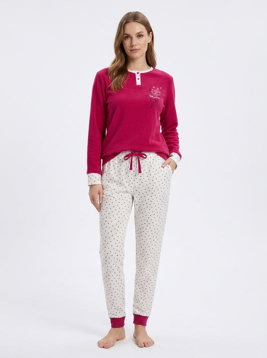 Ladies Printed Interlock Winter Pyjama Set Box Pack