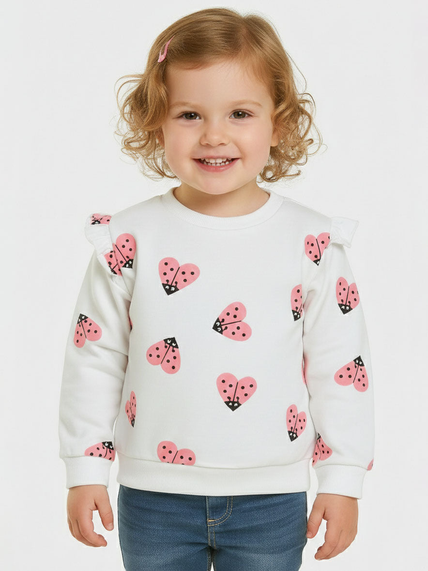 Baby Girls White Pullover Sweatshirt