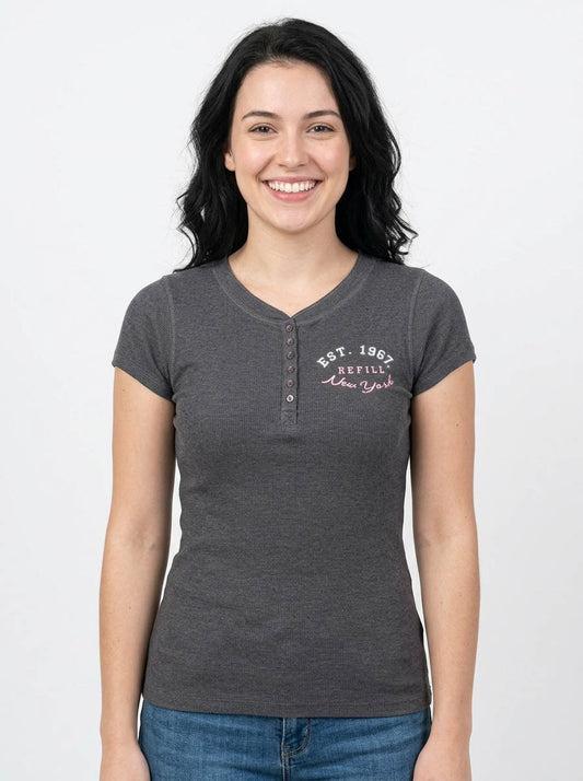 Ladies Henley Neck T Shirt