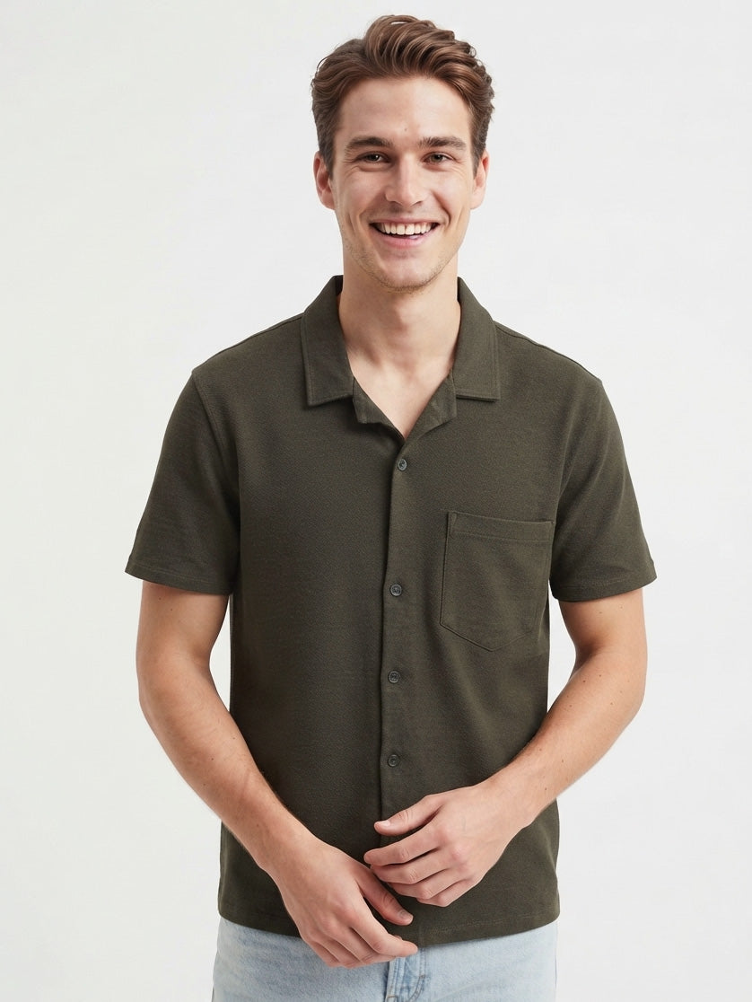 Mens Knit Olive Shirt