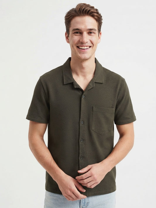 Mens Knit Olive Shirt