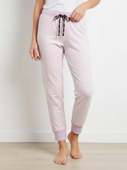 Ladies Pink Striped Lounge Pant
