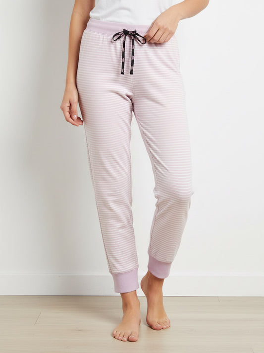 Ladies Pink Striped Lounge Pant
