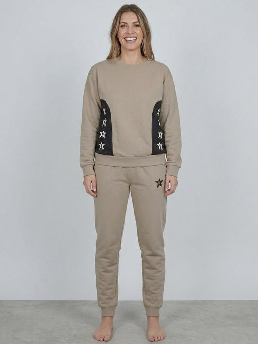 Ladies Jogging Set Beige