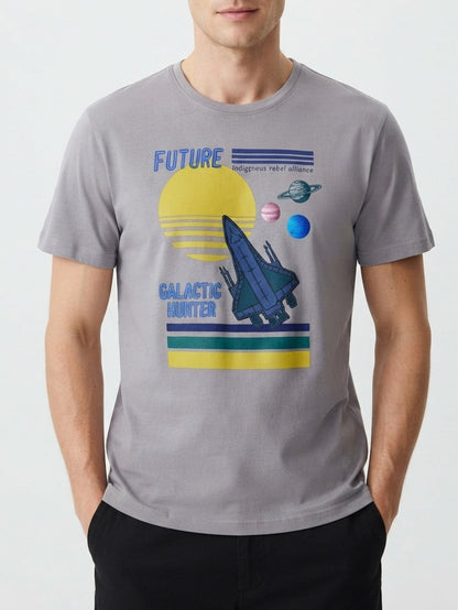 Mens Printed T Shirt Stone
