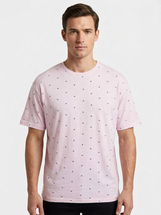 mens Printed T Shirt Man Pink AOP