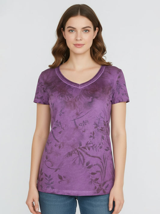 Ladies Printed V Neck Top