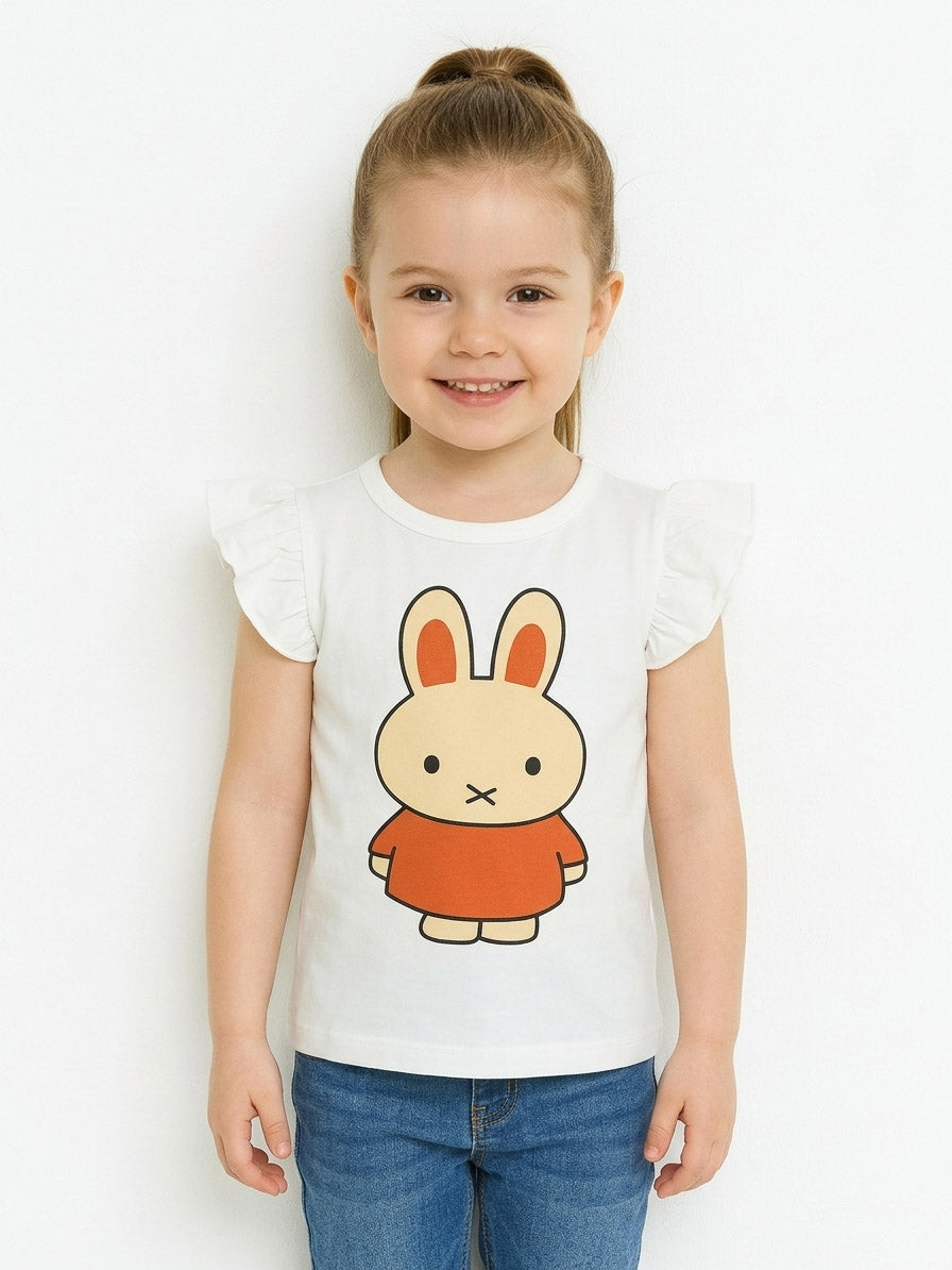 Girls Printed Top White