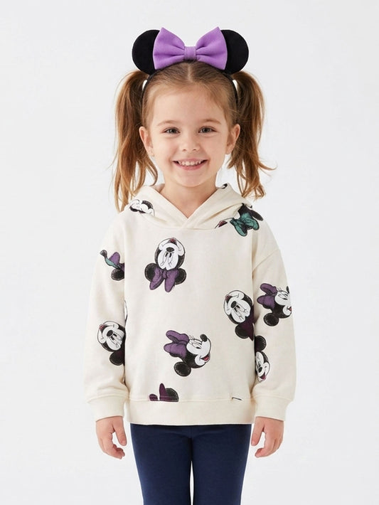 Baby Girls Hooded Pullover Sweatshirt Ecru