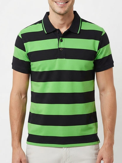 Mens Striped Polo