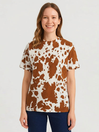 Ladies Brown AOP Top