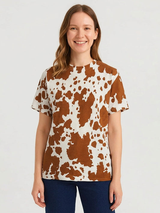 Ladies Brown AOP Top