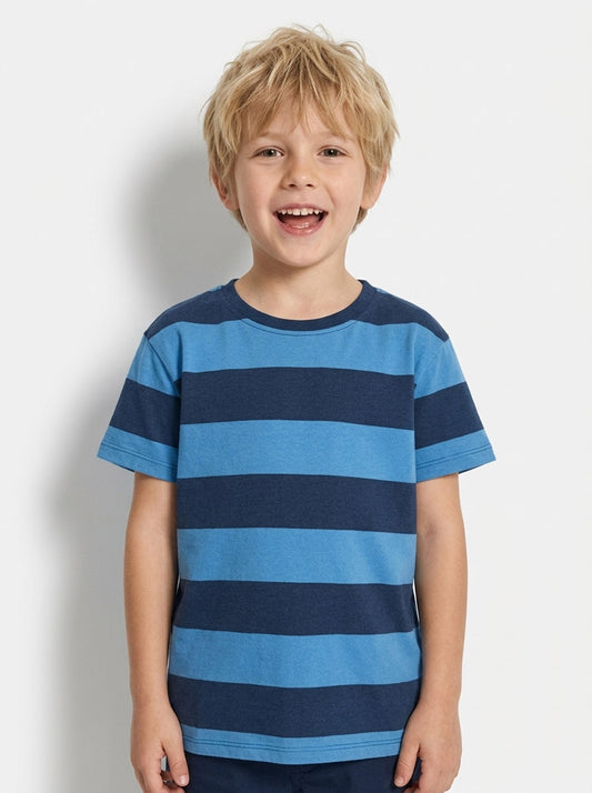 Boys Rugby Navy Striped T-Shirt