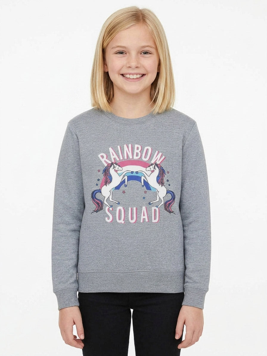 Girls Grey Fleece Pullover Sweatshirt
