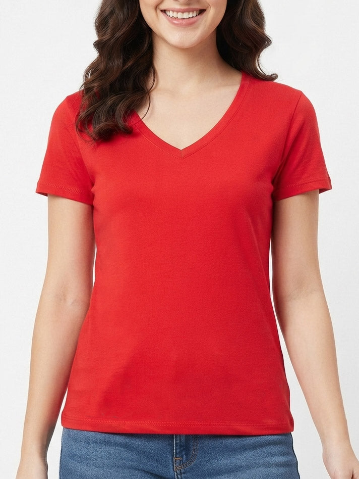 Ladies V Neck Mixed T Shirts