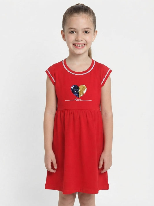 Girls Red Sequined Dress