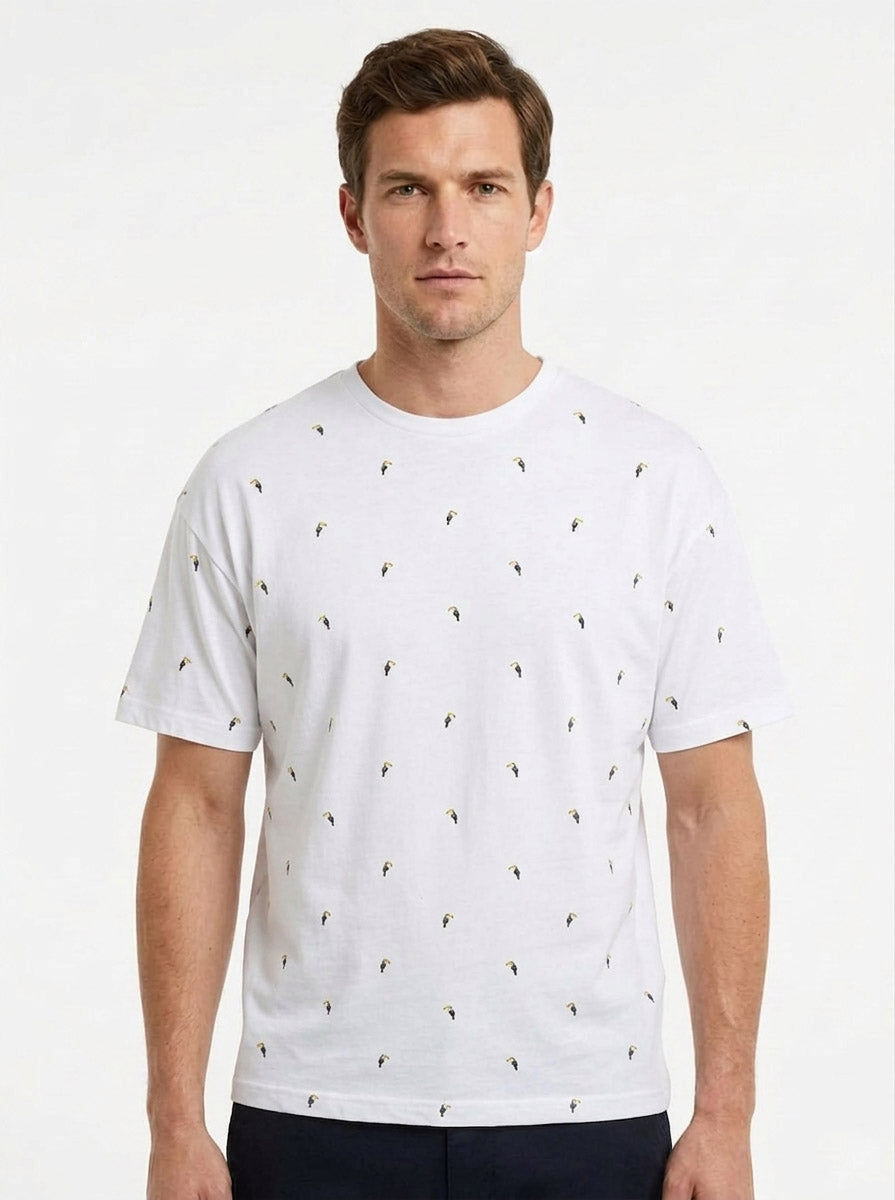 Mens Printed T Shirt White AOP