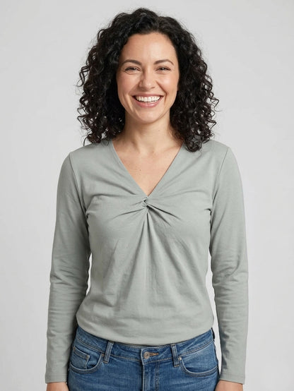 Ladies Stretch V Neck Ash T Shirt