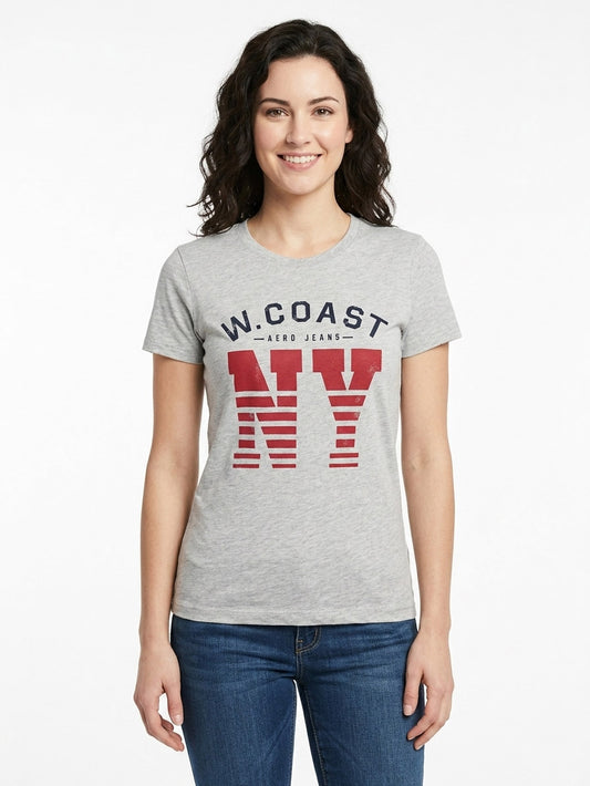 Ladies Grey Printed T Shirt