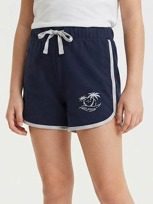 Girls French Terry Knit Navy Shorts