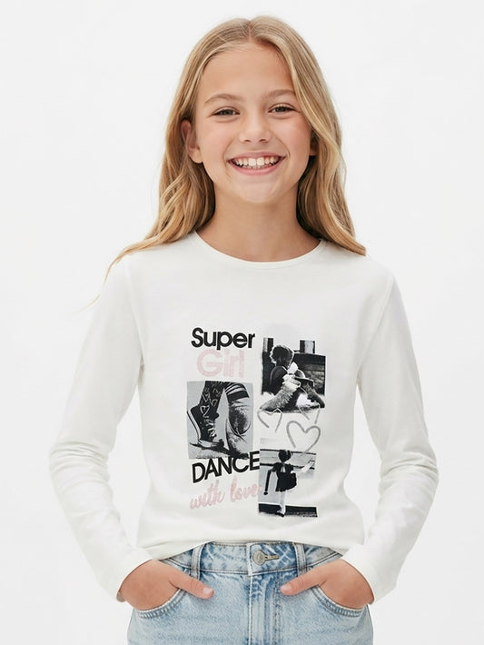 Girls Long Sleeve T Shirt White