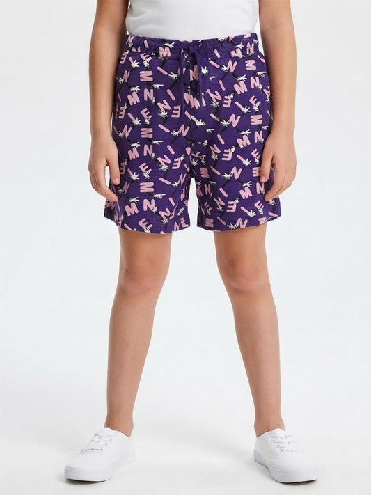 Girls French Terry Shorts Purple AOP