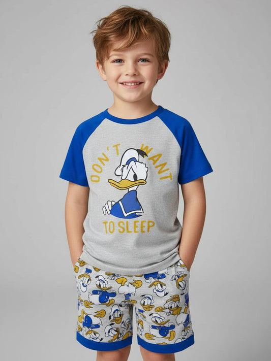 Boys Printed Shorty Set Grey