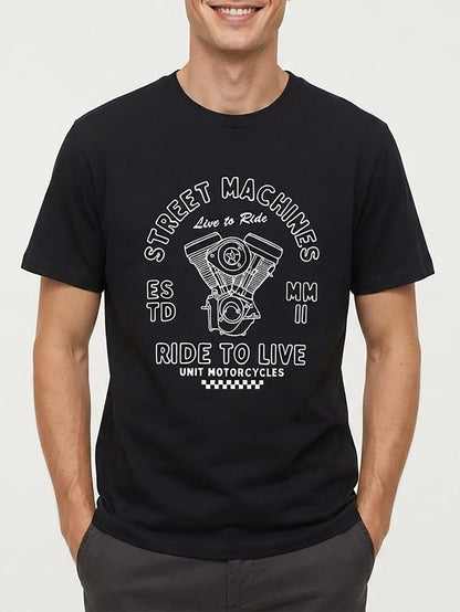 Mens Printed T Shirt Black / Street