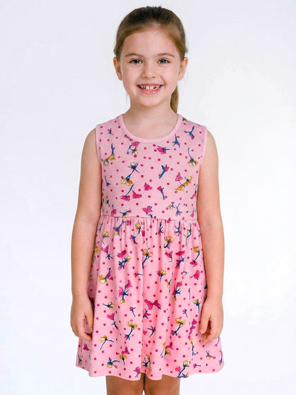 Girls Pink Floral AOP Dress