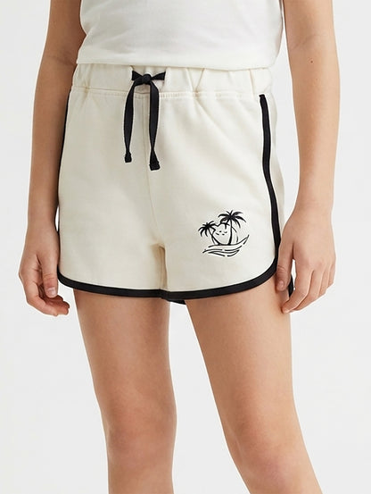 Girls French Terry Knit Ecru Shorts