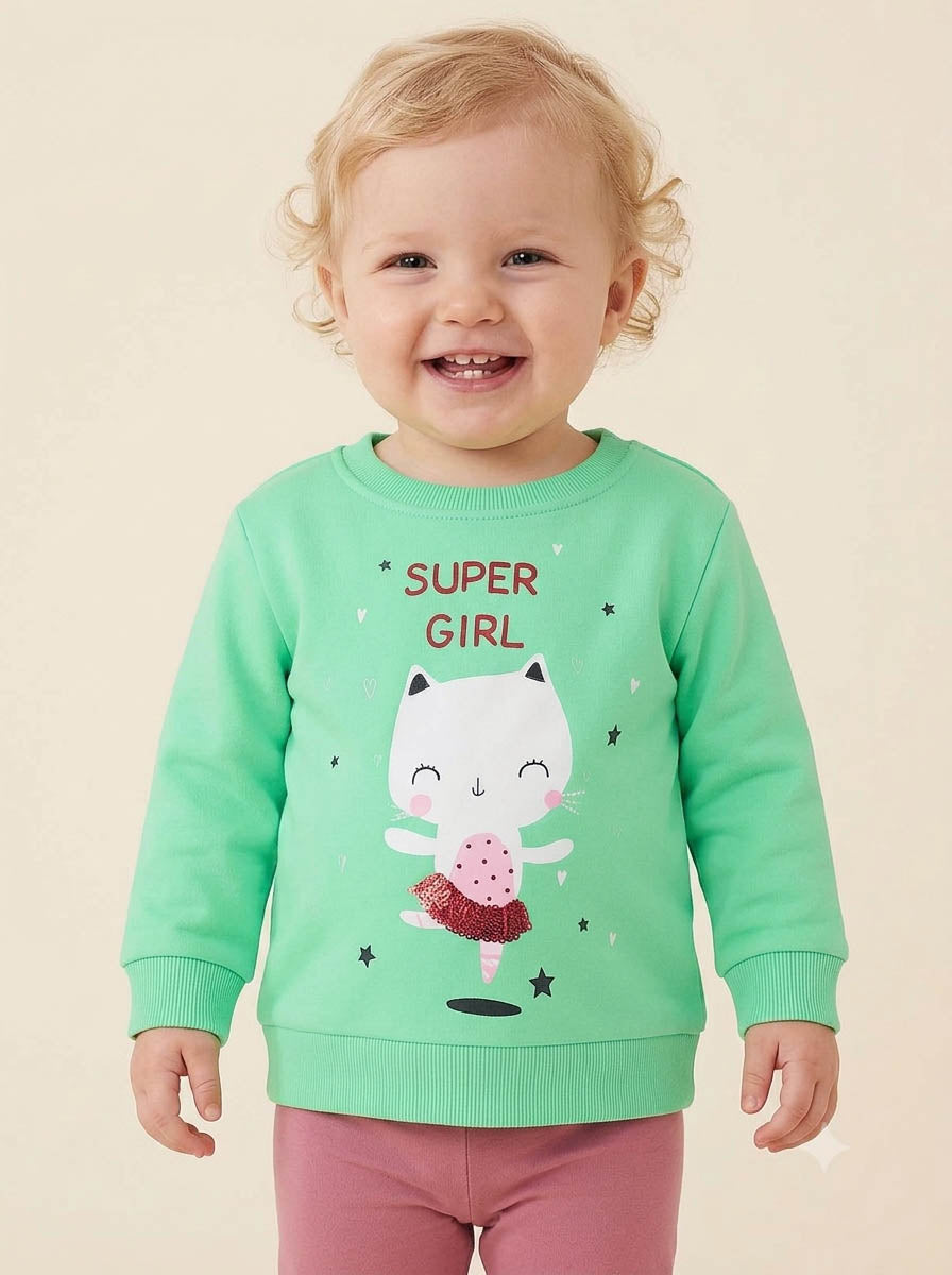 Baby Girls Pullover Mint Sweatshirt