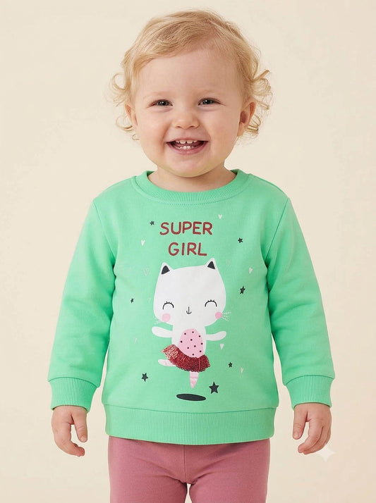 Baby Girls Pullover Mint Sweatshirt