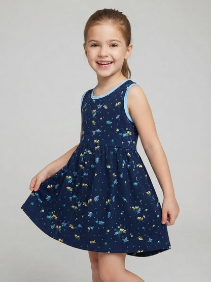 Girls Navy Floral Dress
