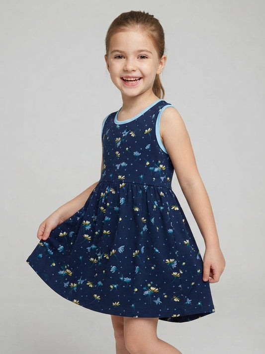 Girls Navy Floral Dress