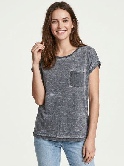 Ladies Magyar Sleeve Top Charcoal