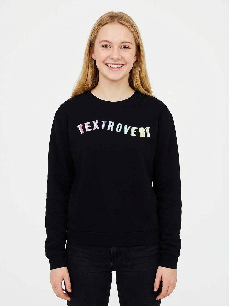 Girls Black Fleece Pullover Sweatshirt