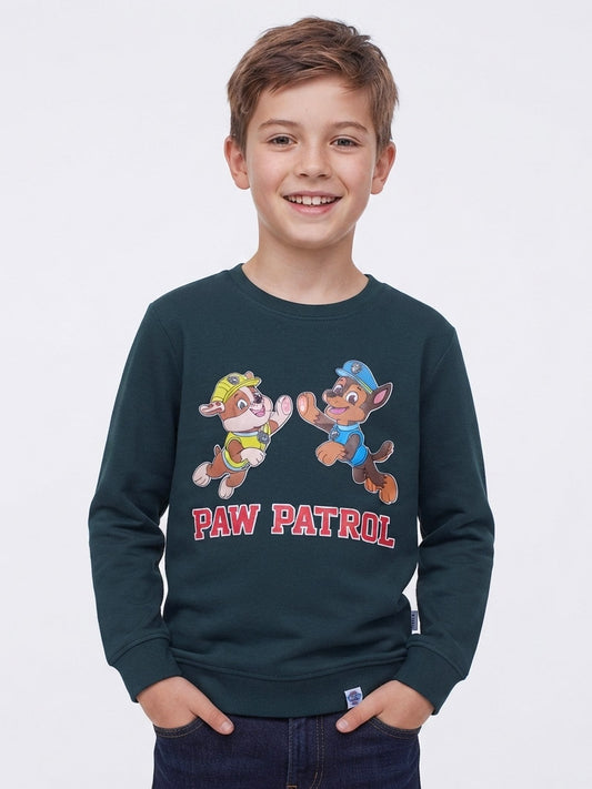 Boys Pullover Printed Green Sweatshirt