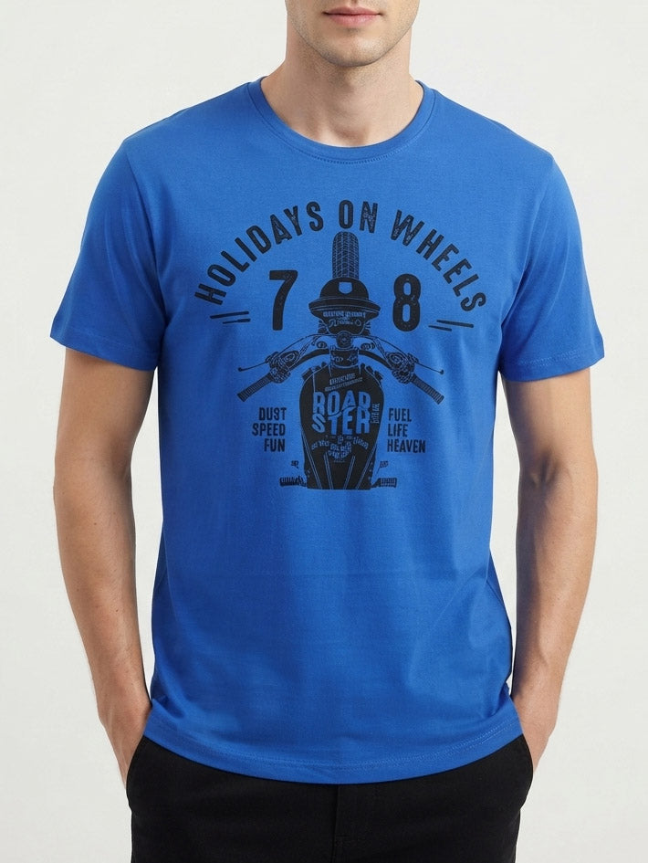 Mens Printed T Shirt Royal Blue