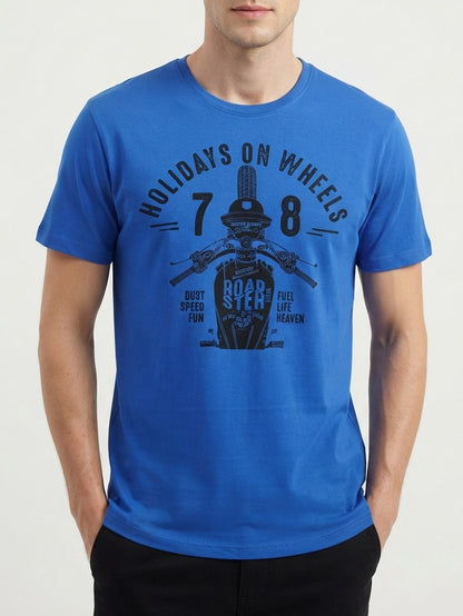 Mens Printed T Shirt Royal Blue