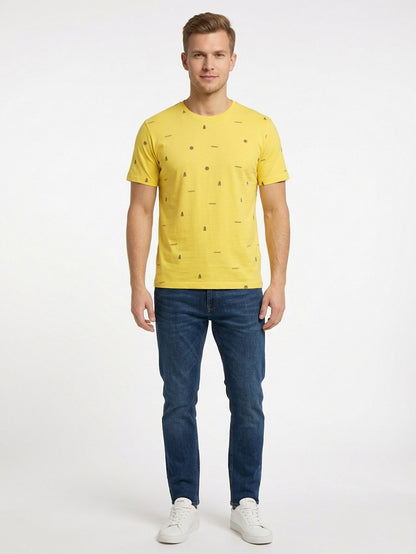 Mens Printed T Shirt Yellow