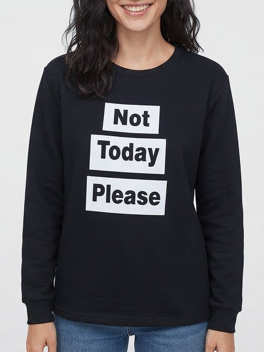 Ladies Printed Pullover Sweatshirt Black