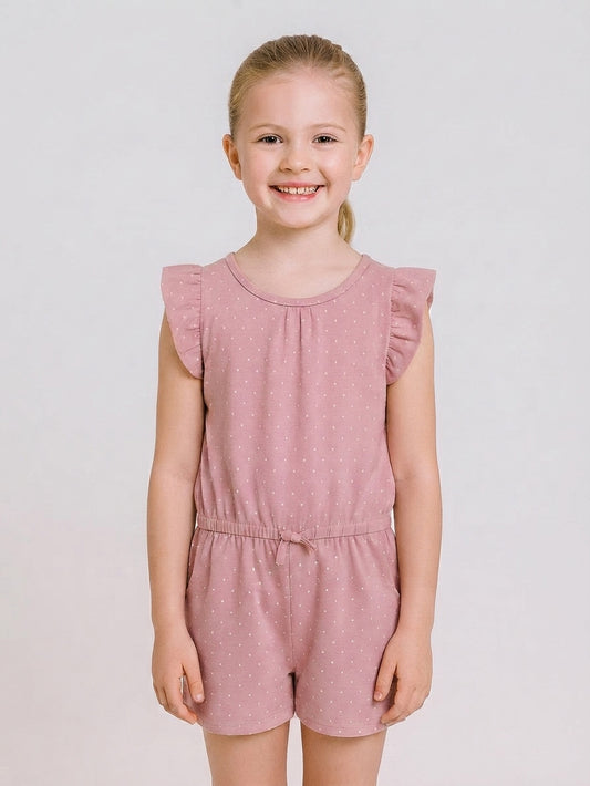 Girls Pink AOP Dungaree