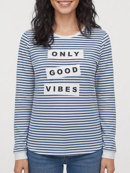 Ladies Printed Pullover Sweatshirt White
