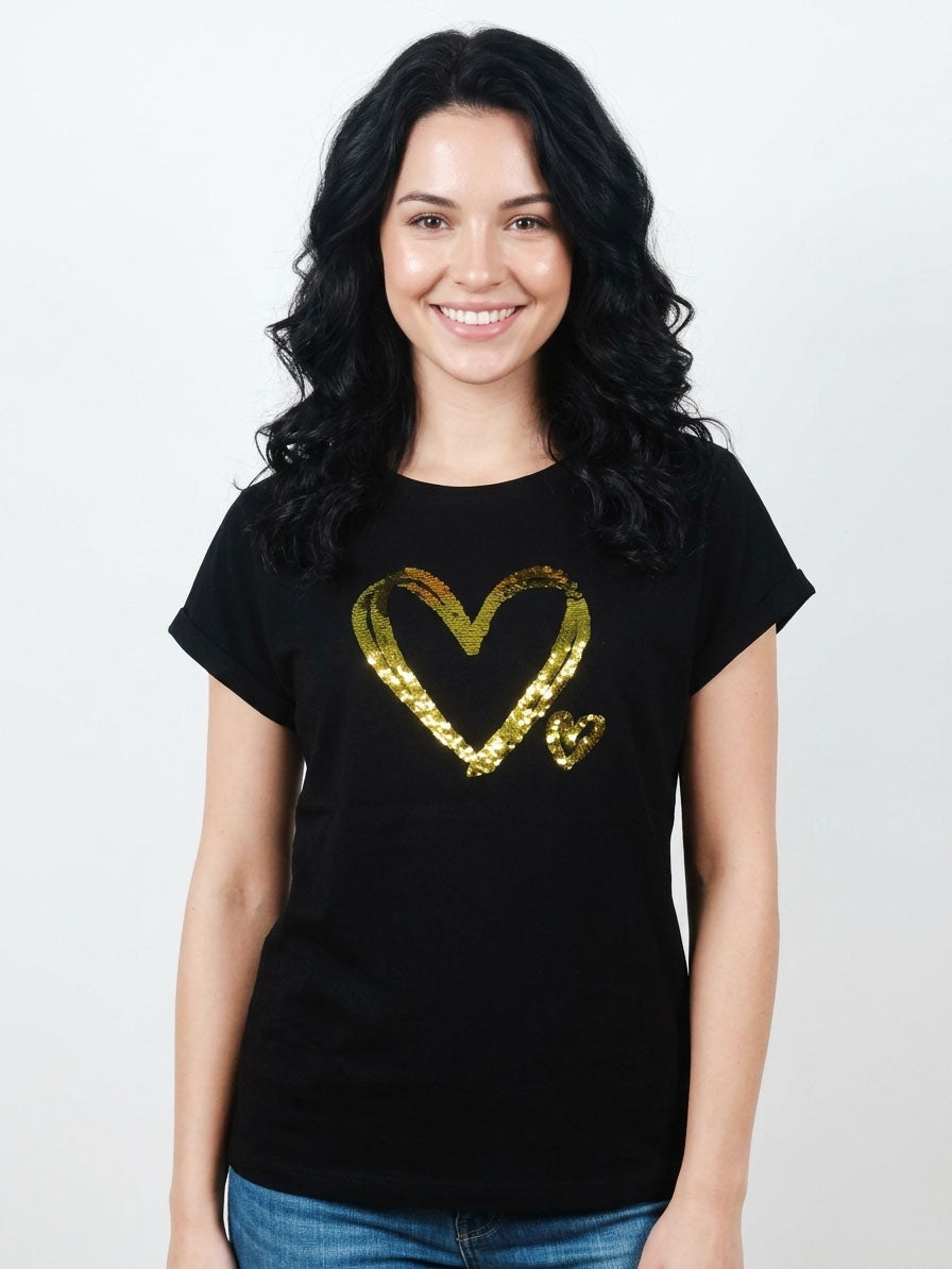 Ladies Magyar Sleeve Sequined Top
