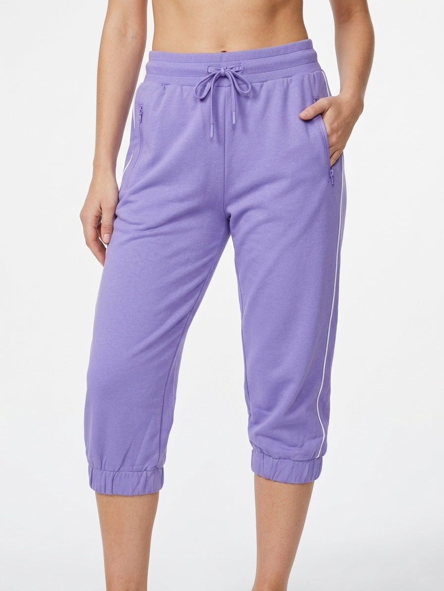 Ladies French Terry Lilac Capri Jogger
