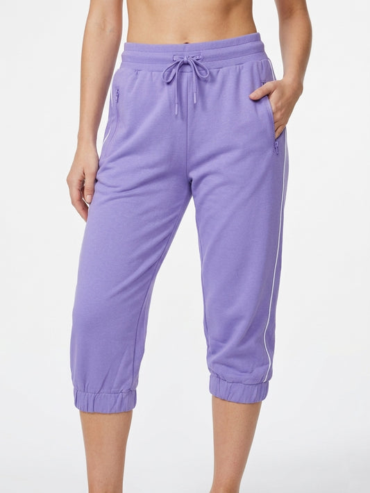 Ladies French Terry Lilac Capri Jogger